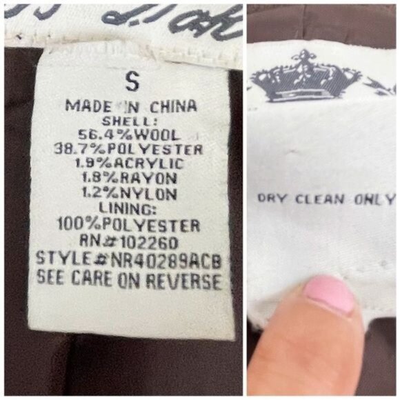 Bb Dakota middle-weight wool blend pea coat chocolate Brown Small - Picture 10 of 11